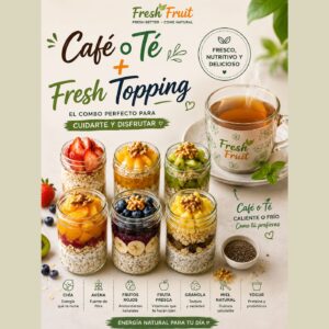 Combo Desayuno · Café o té + Fresh Topping